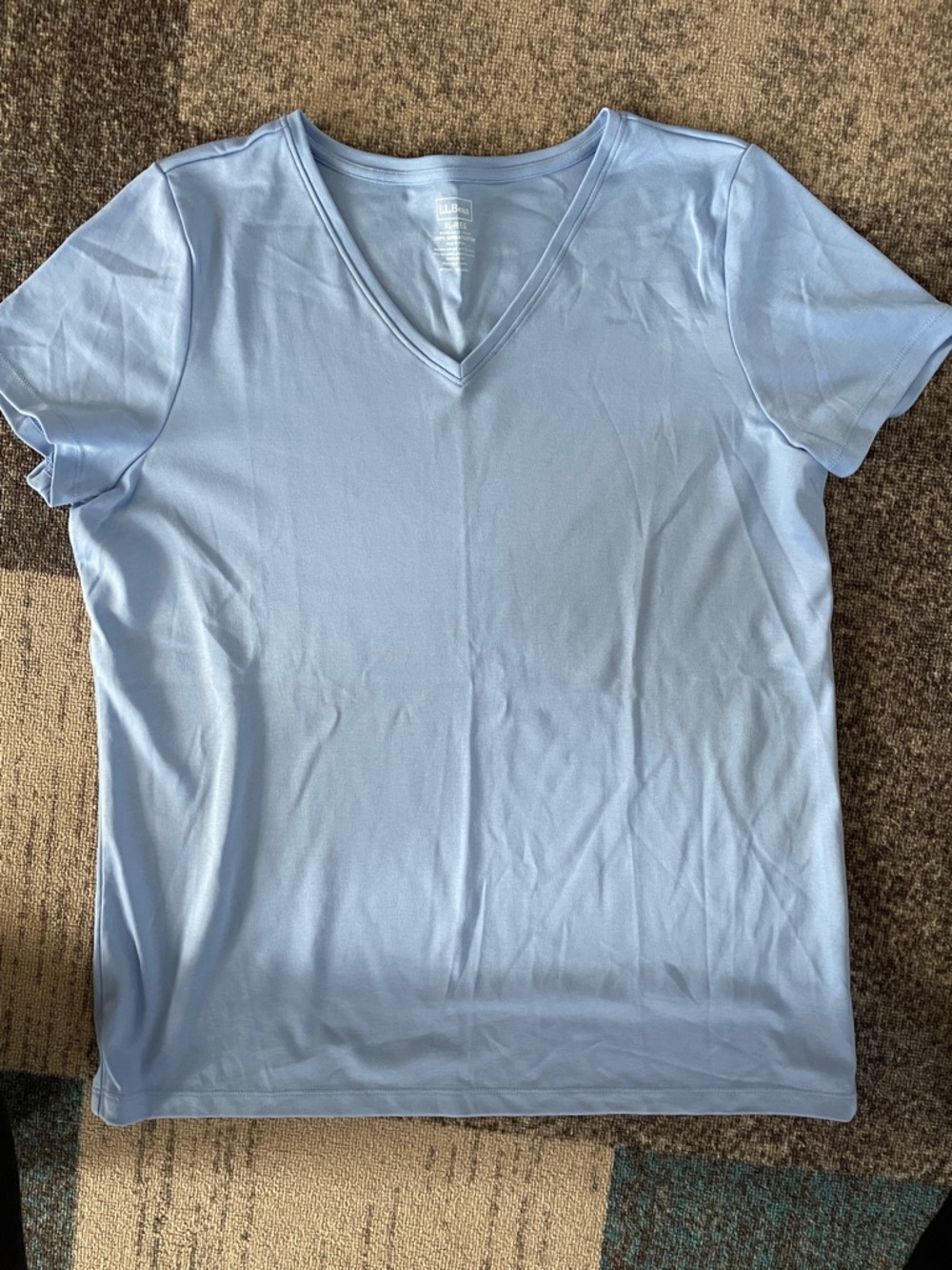 L.L. Bean Light Blue V-Neck T-Shirt